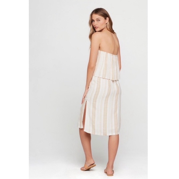 L*Space Day Dreamer Strapless Midi Dress in Sunsational Stripe Boho Beach XS - Picture 3 of 16
